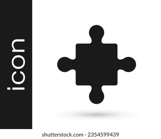 Black Puzzle pieces toy icon isolated on white background.  Vector