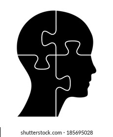 Black Puzzle Shaped Head, Business Concept Vector Design.