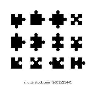 Black puzzle vector illustration set.