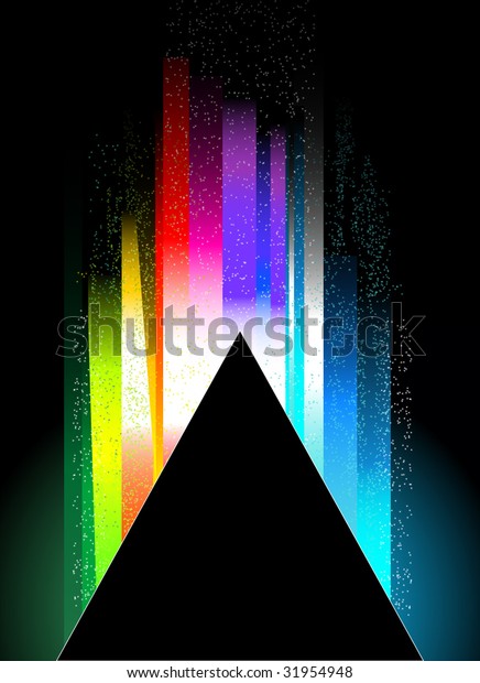 Black Pyramid Front Rainbow Lights Stock Vector Royalty Free