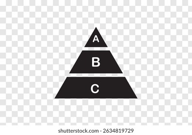 Black Pyramid infographic template icon. levels with colors for business concept. Levels of triangular pyramid. vector illustration on transparent background. Eps file 82.