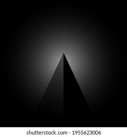 Black pyramid with light. Vector illustration.