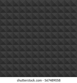 Black pyramids seamless pattern. Vector pattern acoustic black foam. Geometric dark vector background. Cubes texture. Illustration EPS 10.