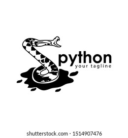 Black python logo template. Black python Monogram