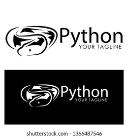 Black Python Logo Template. Black Phyton Monogram