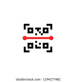 minimaler Code-Scan mit schwarzem Qr. flach einfache Trend moderne qrcode ui logotype grafische Kunst Design einzeln auf Weiß. Technologiekonzept für Instant-Payment- oder Technologie-Zahlungsmethoden ohne Geld