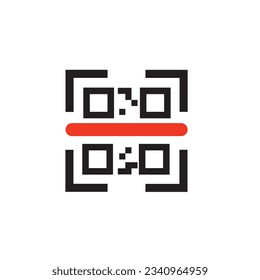 black qr code scan minimal badge. flat simple trend modern qrcode ui logotype graphic art design isolated on white. concept of technology for instant payment or tech pay method without money