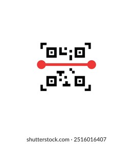 black qr code scan minimal badge. flat simple trend modern qrcode ui logotype graphic art design isolated on white. concept of technology for instant payment