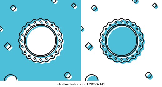 Black Quality emblem icon isolated on blue and white background. Random dynamic shapes. Vector Illustration