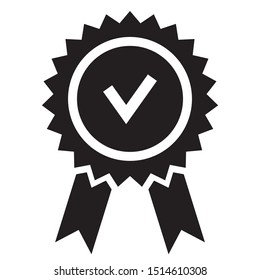 Black quality mark. Approved or certified icon in a flat design. Vector illustration isolated on white background.