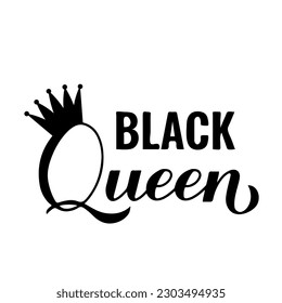 Black queen calligraphy lettering. Juneteenth quote. African American holiday on June 19. Vector template for typography poster, banner, sticker, postcard, etc.