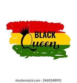 Black queen calligraphy lettering. Juneteenth quote. African American holiday on June 19. Vector template for typography poster, banner, sticker, postcard, etc