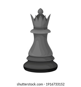 Black Queen as Chess Piece or Chessman Vector Illustration