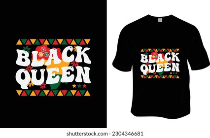 Black Queen, Juneteenth, Black History Month, black freedom T-shirt Design. Ready to print for apparel, poster, and illustration. Modern, simple, lettering.