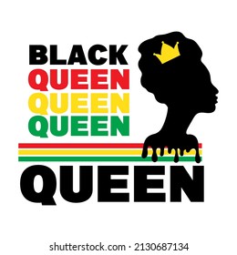 Black Queen sign. Silhouette woman. Black month. Juneteenth