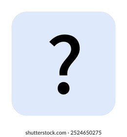 A black question mark centered on a light blue square. Ideal for education inquisitiveness help information uncertainty. The bold question mark contrasts the soft background making it eye-catching. Di