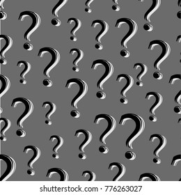 Black question mark pattern on gray background