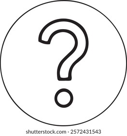 Black question mark silhouette line vector icon on white bacjgri