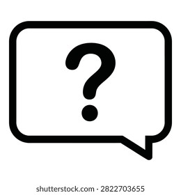 A black question mark symbol inside a speech bubble icon on white background, representing confusion or inquiry.