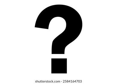 Black question mark symbol on a white background, representing inquiry, curiosity, doubt, or an unknown concept in communication.