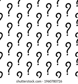 Black question marks isolated on white background. Monochrome seamless pattern. Vector simple flat graphic hand drawn illustration. Texture.