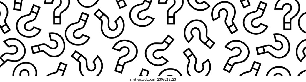 Black question marks on white background. Question mark pattern abstract vector background.