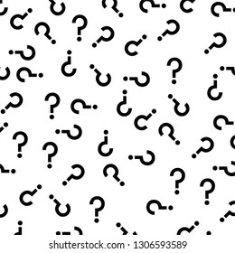 black question marks random pattern vector background isolated on white