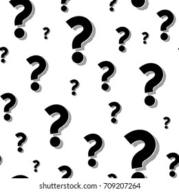 Black question marks seamless pattern. Vector background