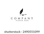 Black quill pen flat logo design vector