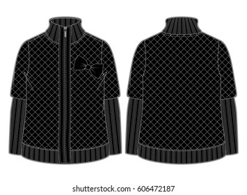 Black quilted jacket with zipper closure