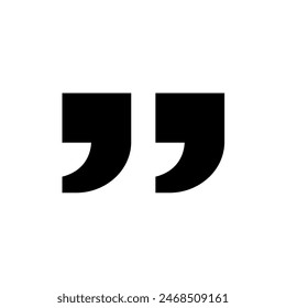 Black quotation mark, quote symbol icon vector illustration, double quotation mark isolated on white background