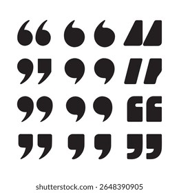 Black Quotation Marks Set Graphic Design Elements Various Styles Typography Symbols
