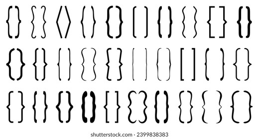 Black quote brackets collection for text. Vintage speech brackets. Text brackets collection. Text quote and brackets boxes