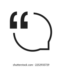 Black Quote Icon, Modern Style Speech Bubble with Quotation Mark - Vector Design Isolated on White Background