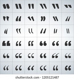 Black Quote mark icons set, vector illustration isolated on white background.