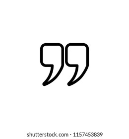 black quote marks isolated on white.  Flat outline reading icon. Vector illustration. quotation logo.  Chat sign.  Citation