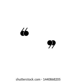 black quote marks isolated on white.  Flat reading icon. Vector illustration. quotation logo. 