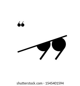 black quote marks isolated on white.  Flat reading icon. Vector illustration. quotation logo. 