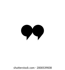 black quote marks isolated on white.  Flat reading icon. Vector illustration. quotation logo. Tint, hint, quote, citation. citation,  communication, education picture. 