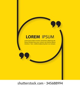 Black quote text bubble on yellow background. Vector illustration.