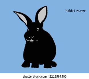 Conejo negro. Vector de conejo de dibujos animados. Icono. Conjunto de iconos de dibujos animados aislados. Ilustración de Vector Rabbit en fondo aislado.