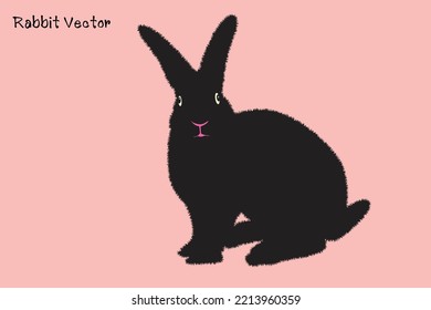Black rabbit. Cartoon rabbit vector. Icon. Isolated cartoon icon set. Vector Rabbit illustration on isolated background.