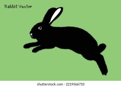 Black rabbit. Cartoon rabbit vector. Icon. Isolated cartoon icon set. Vector Rabbit illustration on isolated background.