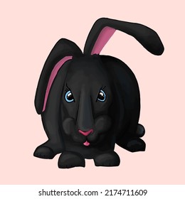 A black rabbit . Chinese new year 2023. Vector flat iilustration.