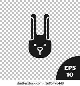 Black Rabbit with ears icon isolated on transparent background. Magic trick. Mystery entertainment concept.  Vector Illustration