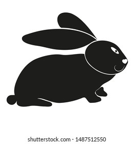 Black rabbit. Easter holiday. Christmas. Funny bunny silhouette