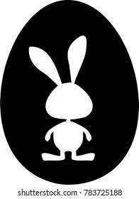 black rabbit, hare, bunny, flat, sign, easter symbol, egg icon
