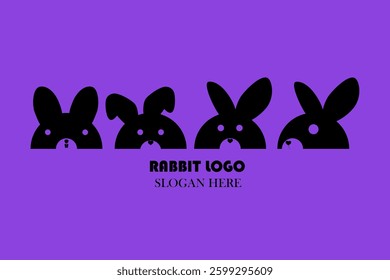 Black Rabbit Head Logo Collection. Animal Logo. Icon Design