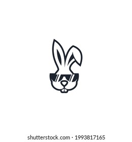 Black Rabbit Head Logo Wearing Glasses