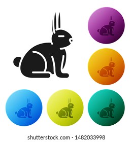 Black Rabbit icon isolated on white background. Set icons colorful circle buttons. Vector Illustration